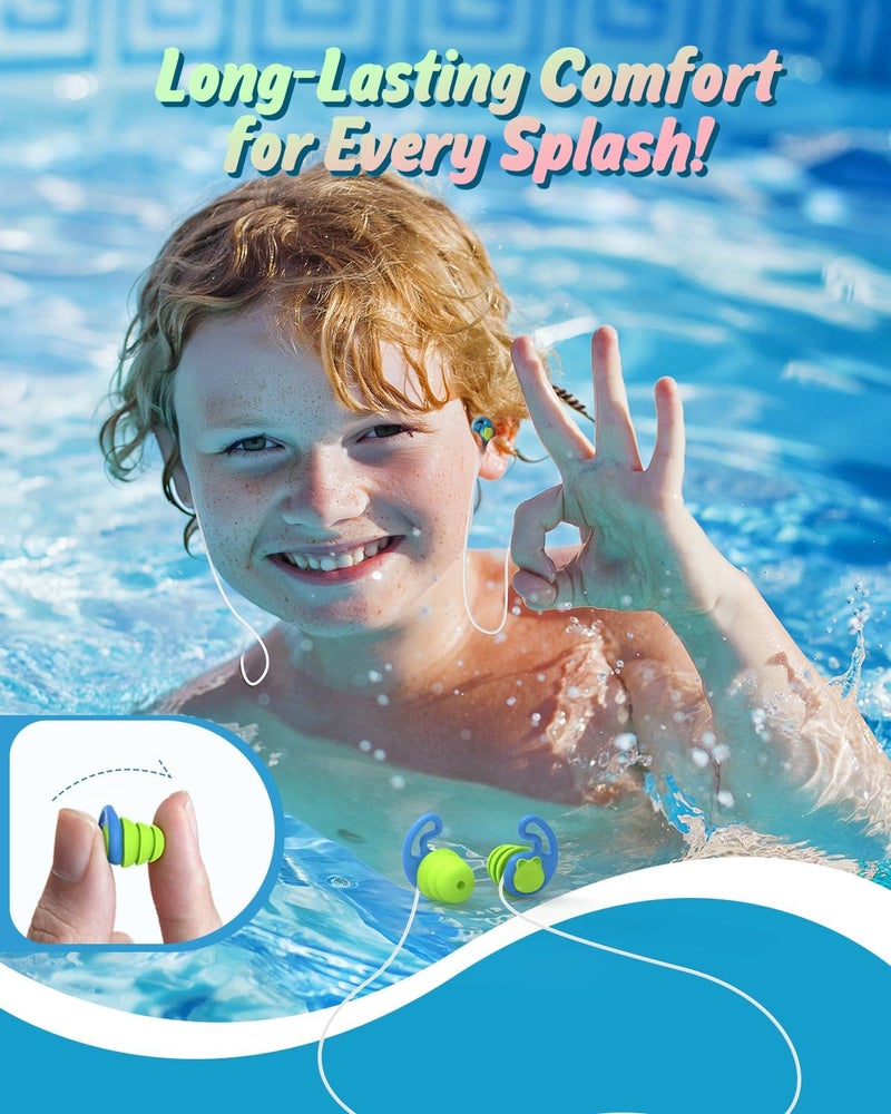 Hearprotek Swimming Ear Plugs for Kids, 2 Pairs Reusable Silicone Waterproof earplugs for Small Ear canals Toddlers∣Child Ear Protection for Swim Ear,Shower,Bath,Pool and Water Sports (3-12yrs) - Image 3